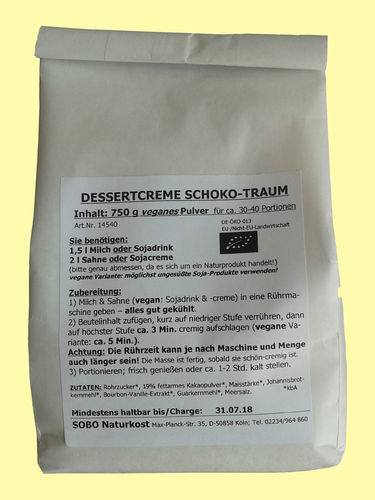Bio-Dessertcreme Schoko-Traum, vegan, Grosspackung 750 g